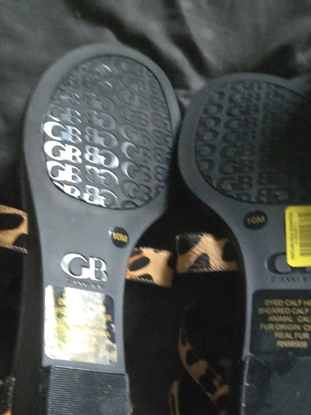 Gianni Bini Leopard Print T-Strap Sandals - Black & Brown